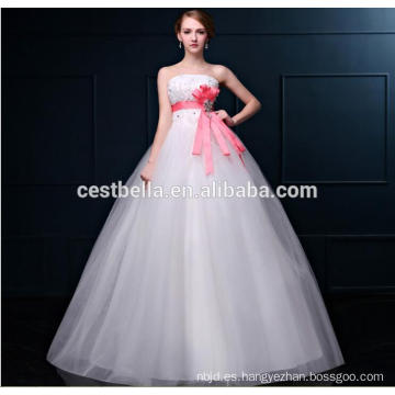 Blanco Color piso de longitud Tulle vestido de novia vestido de fiesta con marco
